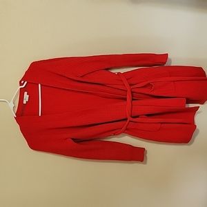 Boden Knit Red Long Pockets Cardigan Medium